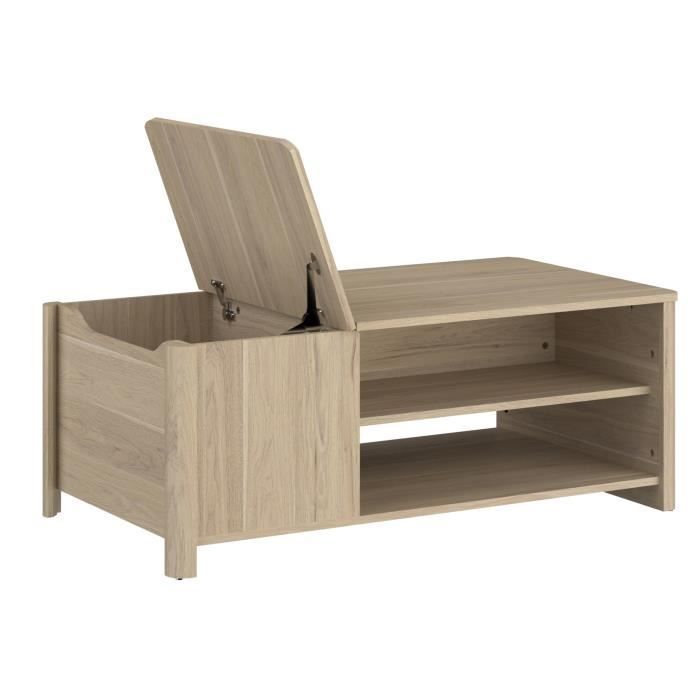 BETTY rectangular coffee table - In particle board covered with paper - Oak decor - Classic - L110 x H42 x D60 cm