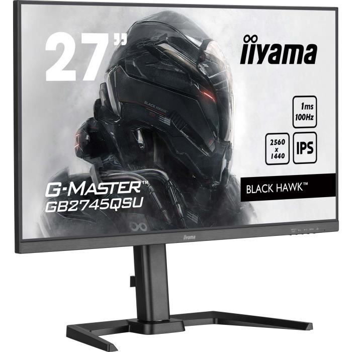 PC Monitor - IIYAMA - GB2745QSU-B2 - 27 QHD - IPS - 100Hz - 1ms - HDMI/DP/USB HUB - Adjustable Stand + Pivot - Speakers - Black