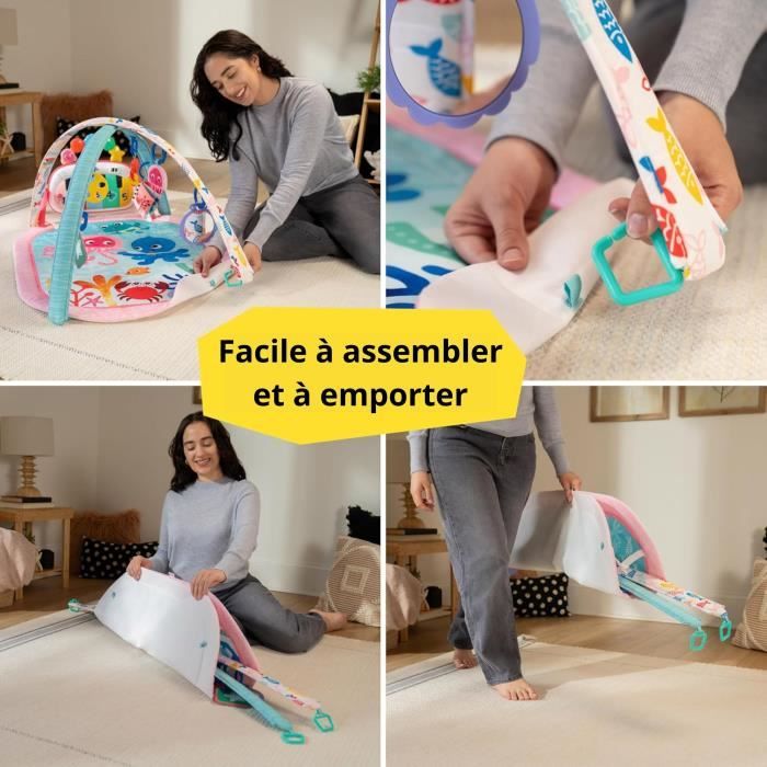 BABY EINSTEIN 4-in-1 Baby Girl Play Mat - Kickin' Tunes - Piano Toy, Arch Sensory Toys, Multilingual