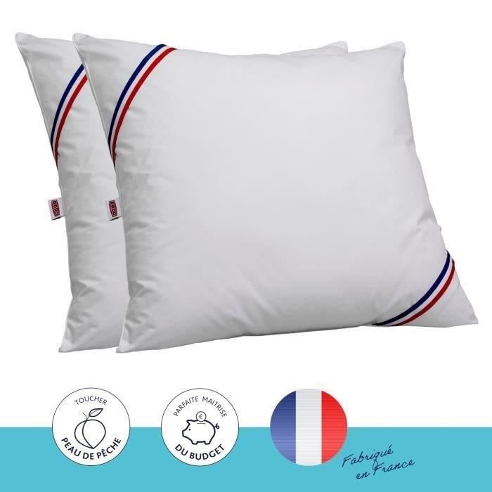 Dodo lot of 2 trendy pillows - 60 x 60 cm - 100% polyester fiber hollow silicone polyester - white