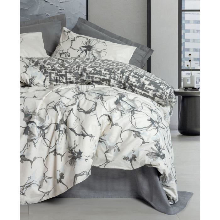 Bedding set - 1 duvet cover 220 x 240 cm + 2 pillowcases 60 x 60 cm - 100% cotton - Anthracite