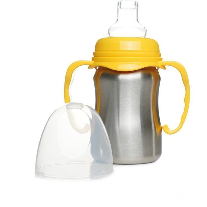 Learning cup - THERMOBABY - Stainless steel - 180 ml - Mango yellow - Ergonomic and leak-proof