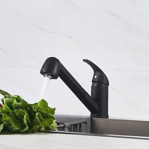 Sink Mixer Tap - BAGO - Pull-Out 2-Jet Spray - Matte Black - Classic Design - Easy Installation