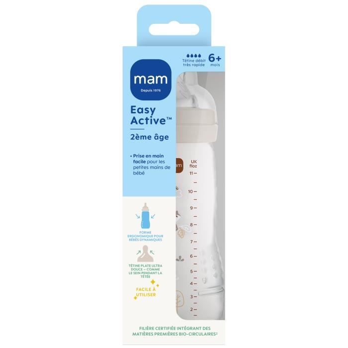 Baby bottle - MAM BABY - Easy Active - +6 months - 330 ml - X flow teat - Sand