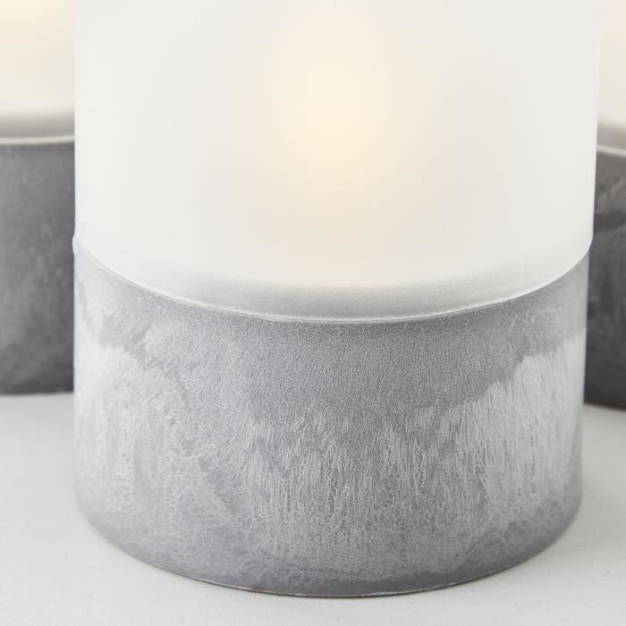 Set of 3 BRILLIANT LED CANDLE table lamps - 2500K - Plastic and glass - Grey and matt white