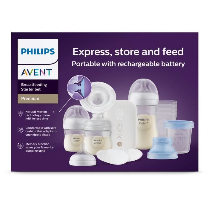 Electric Breast Pump Kit - PHILIPS - Rechargeable - Simple - Natural Motion