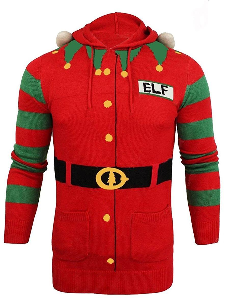 Christmas Elf Hooded Knit Sweater X-Large