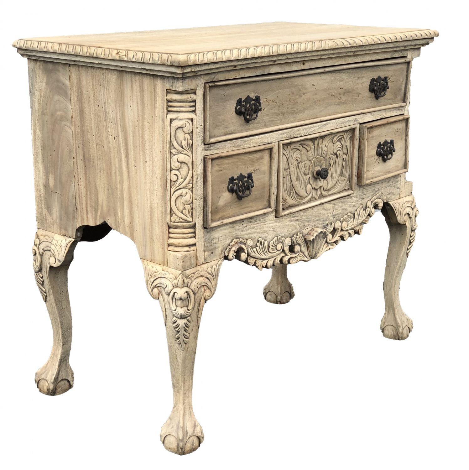 Natural Mahogany Large Chippendale Low Boy