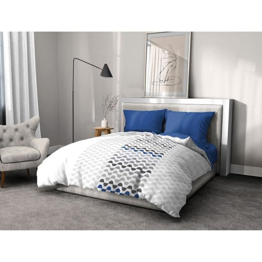 AMBROISIE Microfiber Duvet Cover Set - 1 Duvet Cover 220 x 240 cm + 2 Pillowcases 63 x 63 cm - Blue