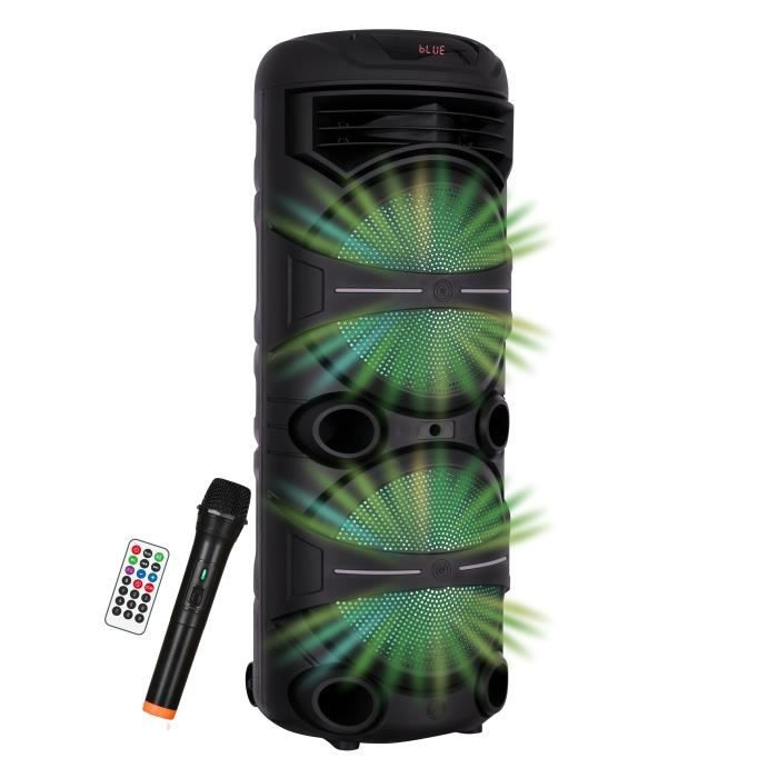 Karaoke speaker - INOVALLEY - Luminous - 1000 Watts - Bluetooth V5.0 - Battery life 2 to 3 hours - Wireless microphone included