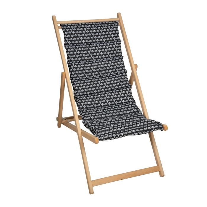 JARDIN PRIVE Quilted deckchair Helsinki - Removable canvas - Black and white