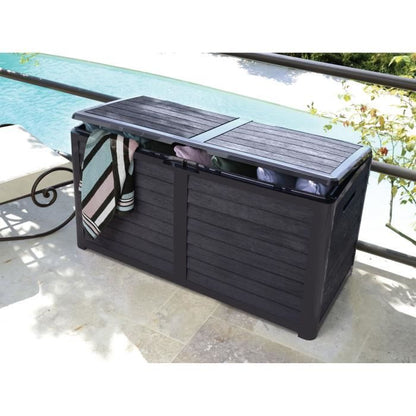 Eda Baya Garden Bay Plastic 420 liters - Imitation Wood Decor - Anthracite Gray - Made in France