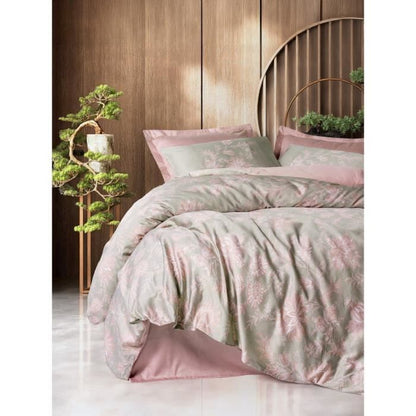 Bedding set - 1 duvet cover 220 x 240 cm + 2 pillowcases 60 x 60 cm - 100% cotton satin - Powder