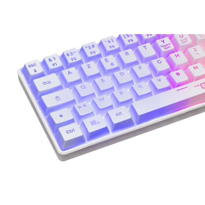 Gaming Keyboard - Membrane - The G-Lab - KEYZ HYDROGEN WL - Rainbow Backlighting - Wireless - Semi-Mechanical - Azerty - White