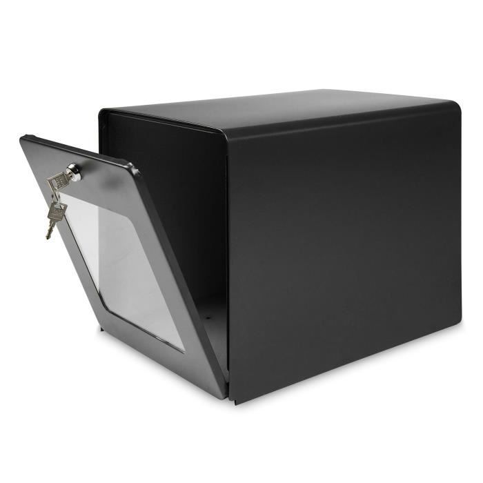 BURG WACHTER Galvanized Seaside Letterbox - Glass Back Door - Black