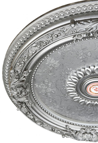 Antique Silver Round Ceiling Medallion 24 Inch Diameter