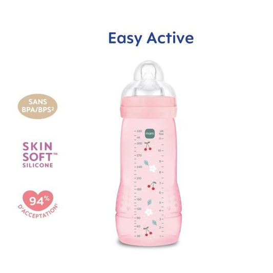 Baby bottle - MAM BABY - Easy Active - +6 months - 330 ml - X flow teat - Berry