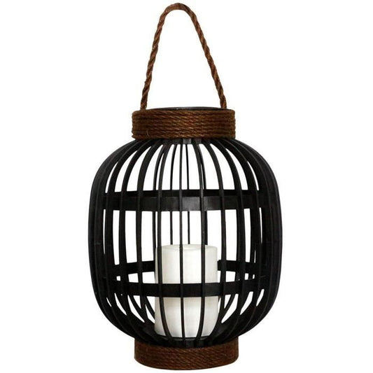 Decorative solar lantern - LUMISKY - FIDJY - H30 cm - Candle effect rope handle - Warm white LED