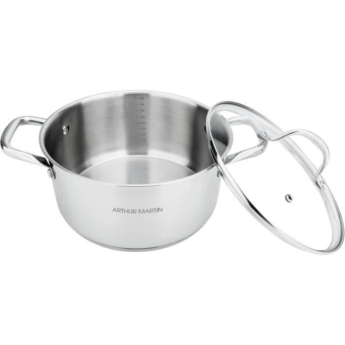 AM0073 Arthur Martin Stockpot 32 cm with lid  Stainless Steel  All heat sources including induction