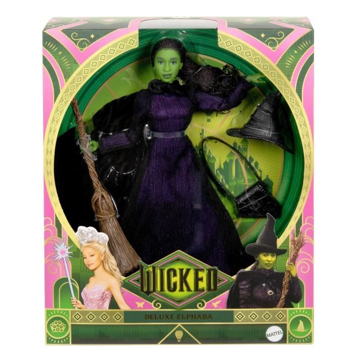 Mattel-Wicked-Elphaba Doll with Braided Hair and Multiple Poses - Wicked - HXY38
