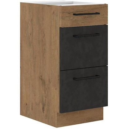 ROCK drawer unit - 3 drawers - Lancelot oak and matera grey - L40 x H82