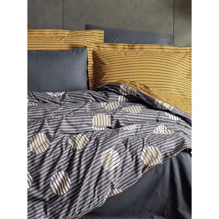Bedding set - 1 duvet cover 220 x 240 cm + 2 pillowcases 60 x 60 cm - 100% cotton - Grey