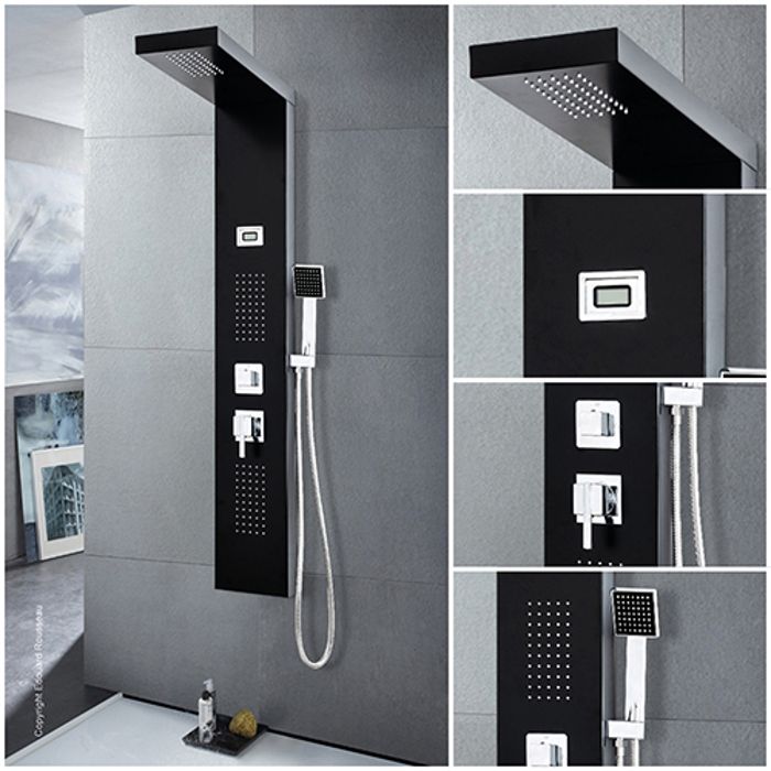 ROUSSEAU Torquay black hydromassage shower column - LED display