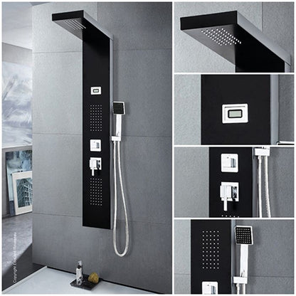 ROUSSEAU Torquay black hydromassage shower column - LED display