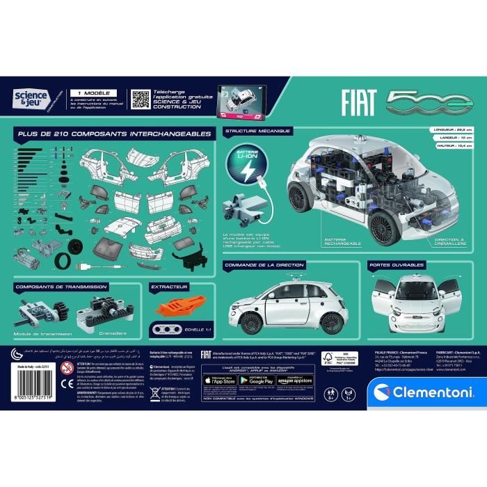 Clementoni - Fiat 500 electric construction set - Application available - Made in Italy