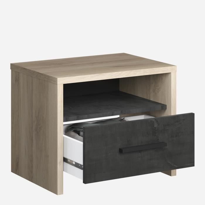 Demeyere bedside table 1 drawer - Kronberg chene decor - L 49.6 x D 36.3 x H 40.1 cm - Colorado