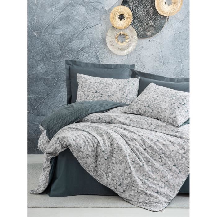 Bedding set - 1 duvet cover 220 x 240 cm + 2 pillowcases 60 x 60 cm - 100% cotton - Anthracite