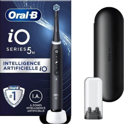 ORAL-B iO5 connected electric toothbrush - black - Bluetooth, 1 brush head and 1 travel case