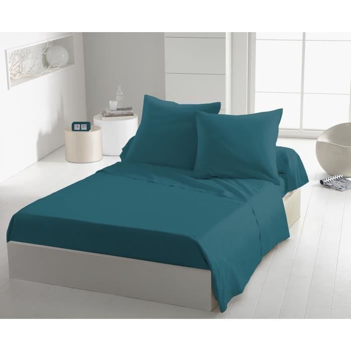 Flat sheet - HOME LINGE PASSION - HP72100 - 82 g Microfiber - 180 x 290 cm - Duck blue