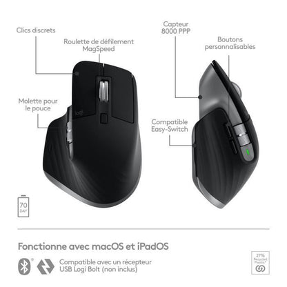 Logitech - Ergonomic wireless mouse - MX Master 3S for Mac - Aid gray