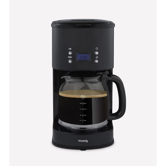 Programmable coffee maker - HKoeNIG - MG32 - 1.5 L (12 cups) - 1000 W - LCD screen - Keep warm - Black and stainless steel