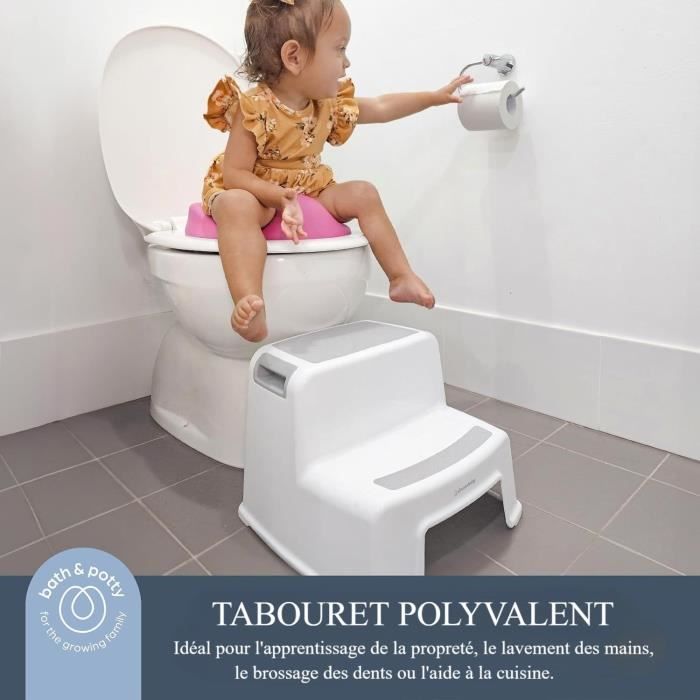 Step stool - DREAMBABY - 2 Up - Non-slip and textured - Up to 80 kg for children and adults - Grey and Black