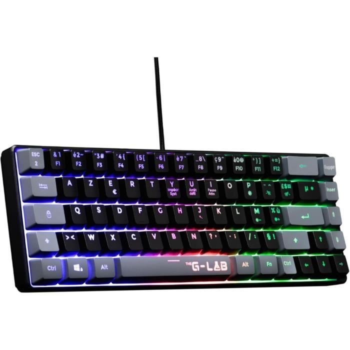 Gaming Keyboard - THE G-LAB - KEYZ-HYDRO-BKG/FR - 60% Membrane 2 colors Black + Gray keys