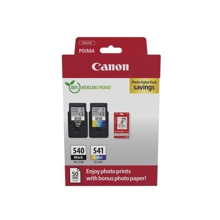 Pack of 2 ink cartridges + photo paper pack - CANON - PG-540 Black + CL-541 Color