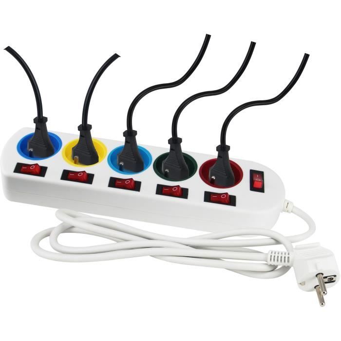 Power strip - GAO - 5 sockets - With switches, 16A, 230V