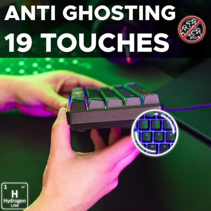 Gaming Keyboard - THE G-LAB - KEYZ-HYDRO-BKG/FR - 60% Membrane 2 colors Black + Gray keys