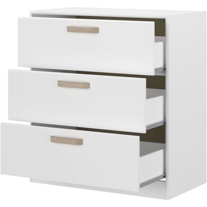 DREAM 3-drawer chest of drawers - Particle board - White decor - L79.7 x H87.8 x D43.8 cm