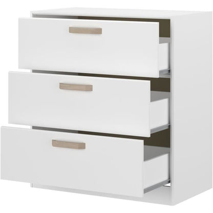 DREAM 3-drawer chest of drawers - Particle board - White decor - L79.7 x H87.8 x D43.8 cm