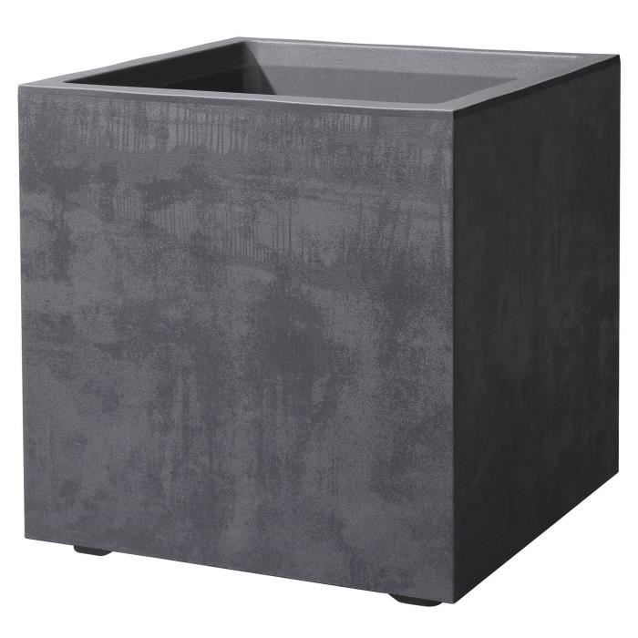 Cube Flower Pot - DEROMA - Millennium R - Anthracite - With water reserve - 39 cm