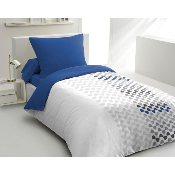 AMBROISIE Microfiber Duvet Cover Set - 1 Duvet Cover 140 x 200 cm + 1 Pillowcase 63 x 63 cm - Blue