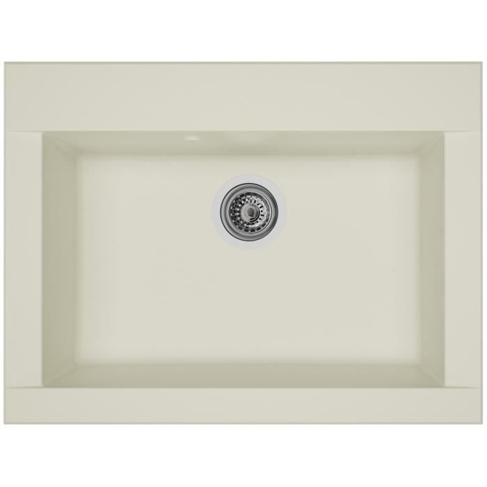 Stradour Sink Kitchen To Encourage 1 Bac without Hexo Draft Postwork - Resin - 66 x 50 cm - White