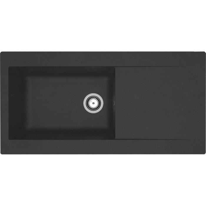 STRADOUR Built-in resin sink Lierra 1000x500mm 1 large bowl - Black - French manufacturing