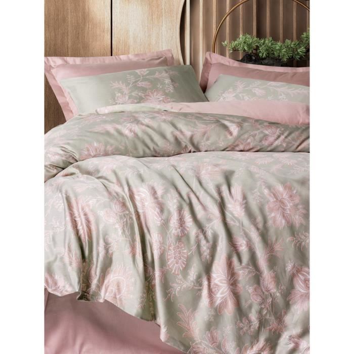 Bedding set - 1 duvet cover 220 x 240 cm + 2 pillowcases 60 x 60 cm - 100% cotton satin - Powder