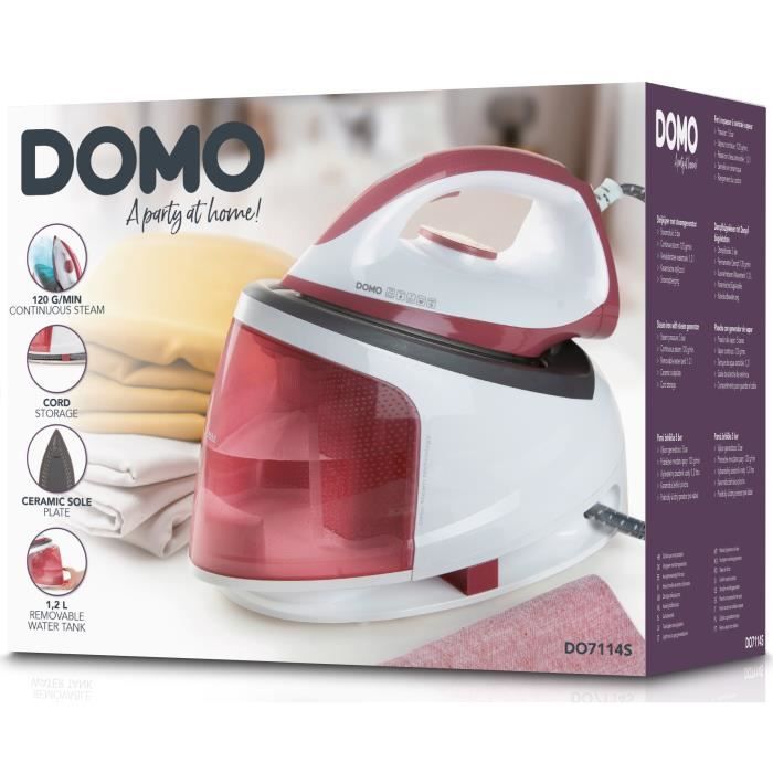 DOMO DO7114S - Iron with steam generator - 5 bar - Continuous steam 120g / min - Water tank 1,2L - Ceramic soleplate