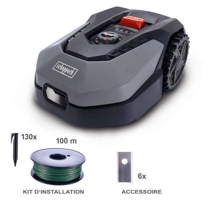 Scheppach RoboCut L500 Connected Robot Lawn Mower 400m2 with Charging Station | Up to 400 m² | Rain Sensor | WiFi & BT