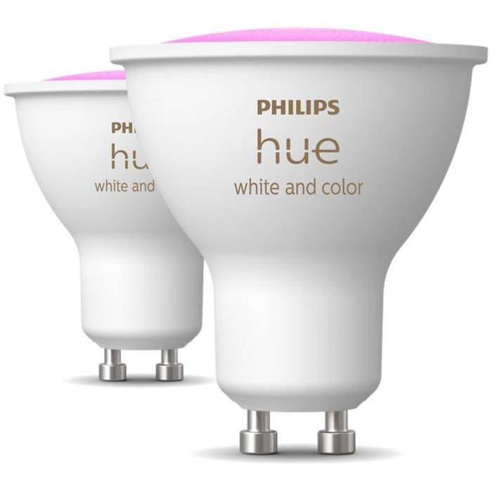 PHILIPS brand connected LED bulbs, offering adjustable brightness and a wide range of colors.